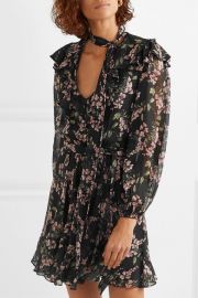 Fleeting Flounce ruffled floral-print chiffon mini dress at Net A Porter